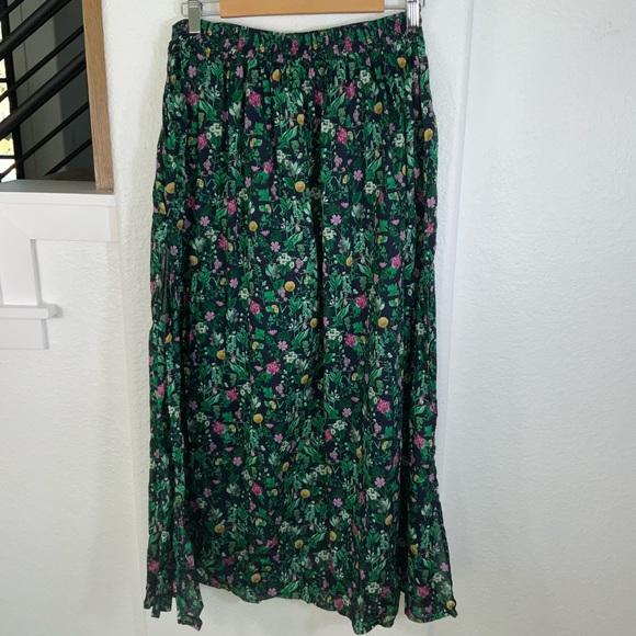 J. Crew Green Pleated Voile  Maxi Skirt Resort Wear - Picture 5 of 6